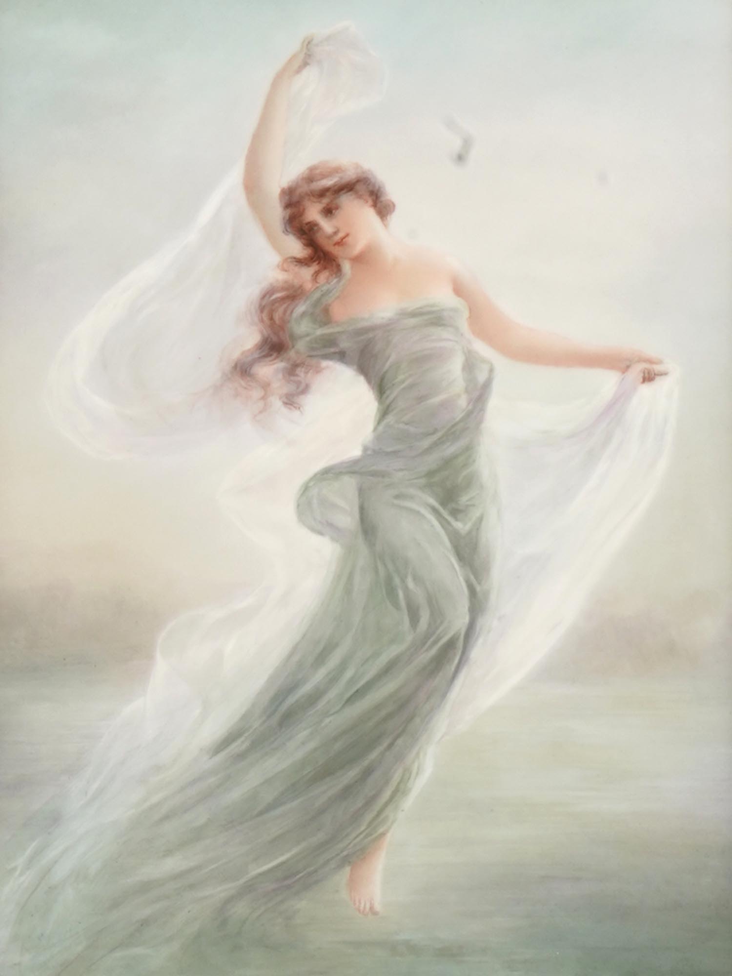 ART NOUVEAU PORCELAIN PLAQUE AFTER EDOUARD BISSON PIC-1